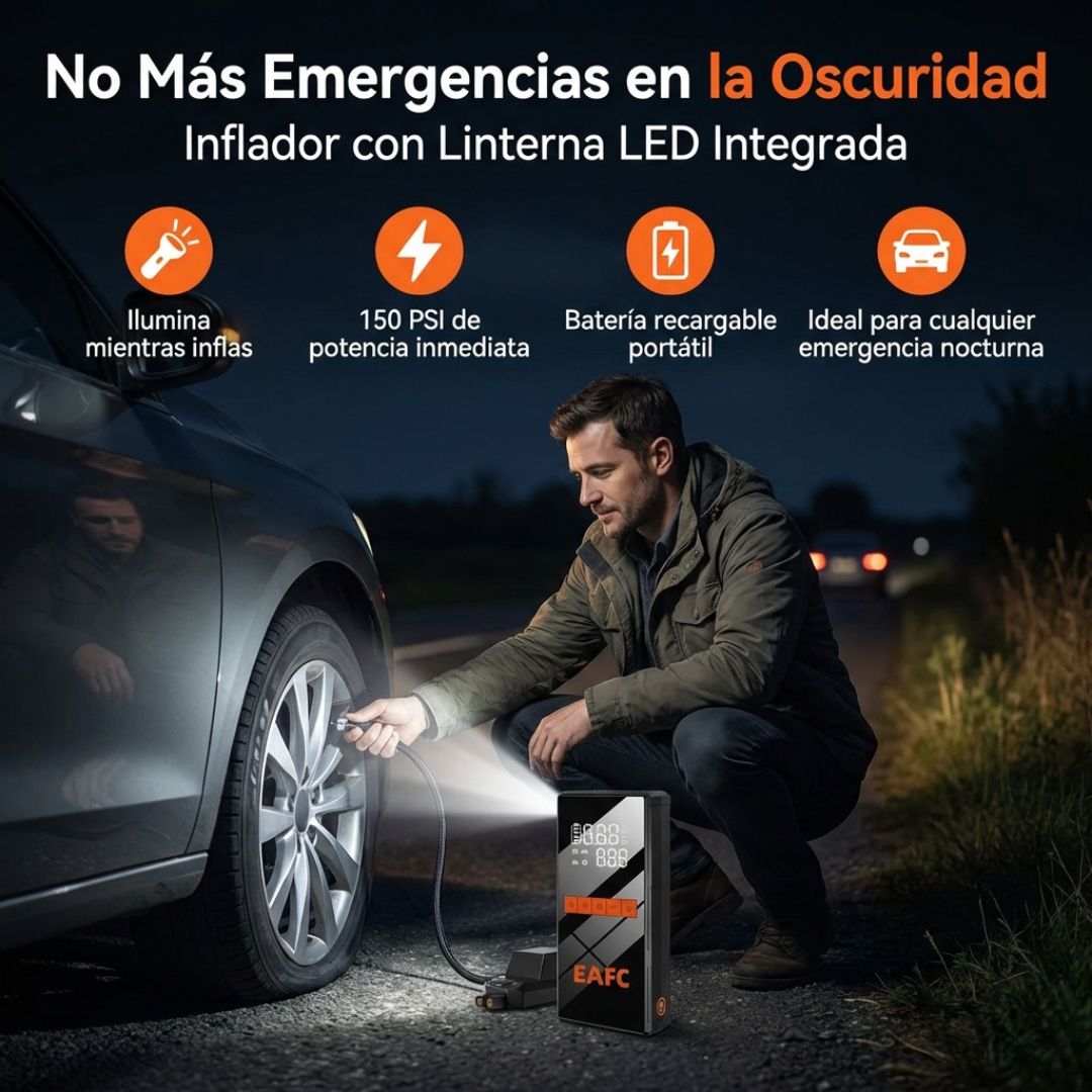 Arrancador de Coche 4 en 1 de 1200A con Inflador 150PSI