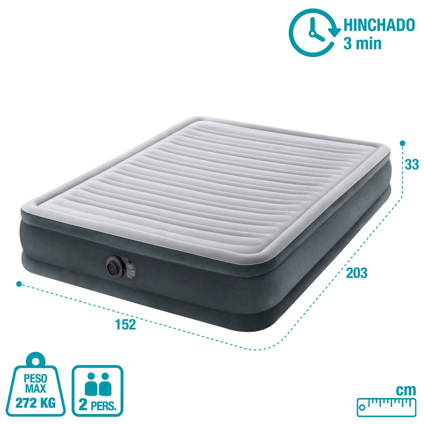 Colchón Hinchable Doble con Bomba Eléctrica Integrada