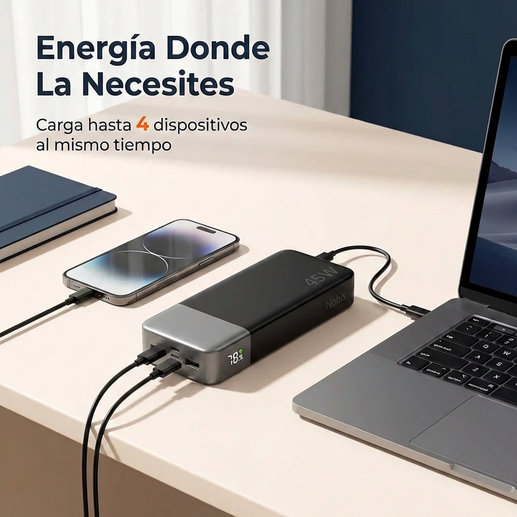 Power Bank 20000mAh 45W Carga Rápida PD