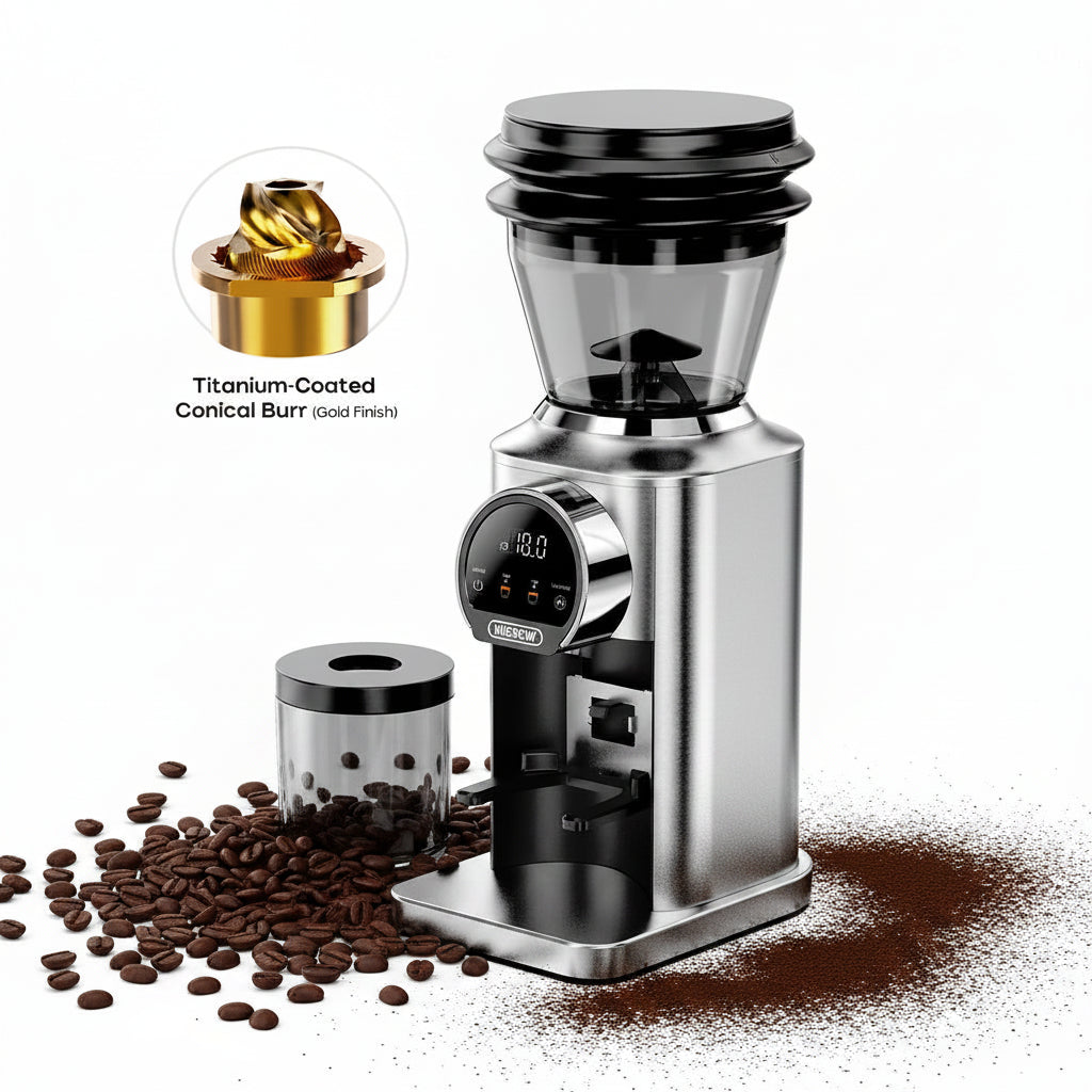Molinillo de Café Eléctrico Portátil con Muelas Cónicas de 48 mm para Espresso