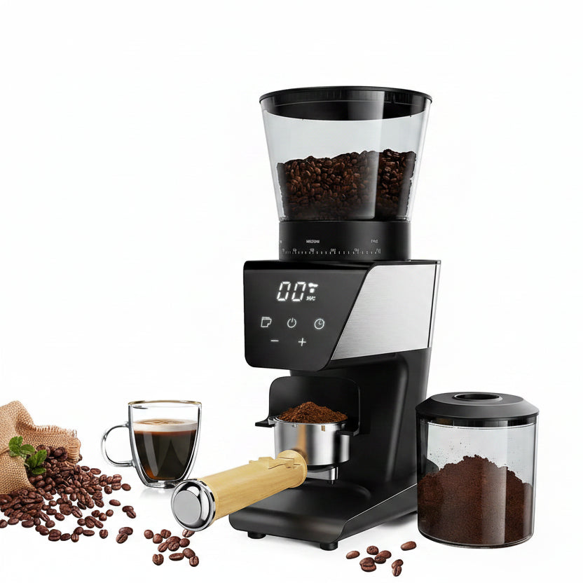 Molinillo de Café Eléctrico Automático con Muelas de Acero, 30 Niveles y Pantalla LCD