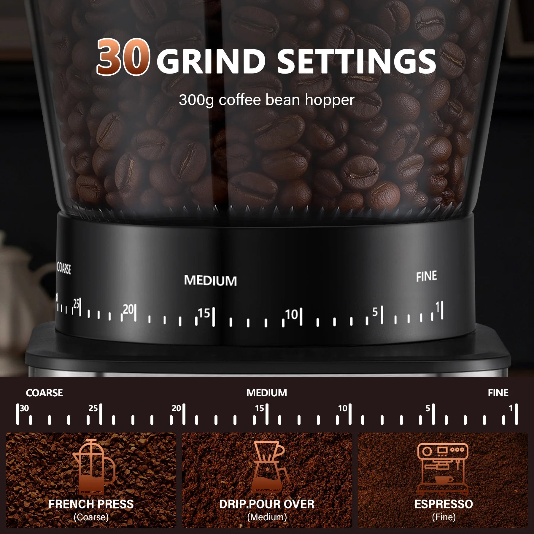 Molinillo de Café Eléctrico Cónico con Pantalla Táctil - imagen 2