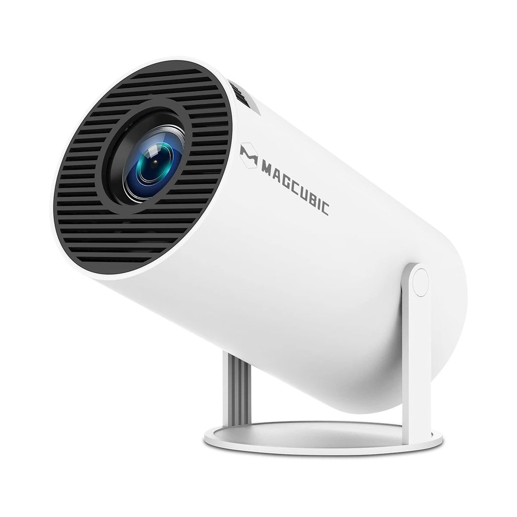 Mini Proyector Portátil con Android 14, WiFi 6 y Bluetooth, 290 ANSI y Enfoque Automático en blanco